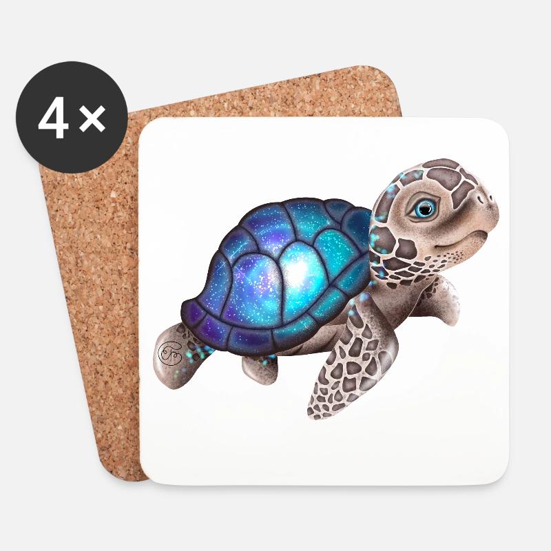 Schildkröte mit einer Galaxie - Untersetzer (4er-Set) - Weiß