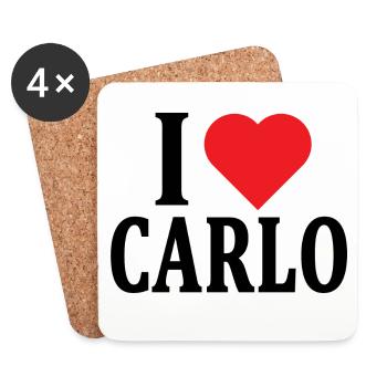 T-shirt J’adore Carlo t-shirt idée cadeau - Dessous de verre (lot de 4) - blanc - Devant