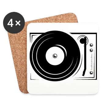 dj vinyl Platten turntable Symbol Icon - Untersetzer (4er-Set) - Weiß - Vorne