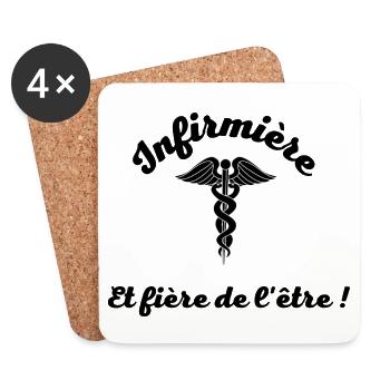 Infirmière et fière de l être ! - Dessous de verre (lot de 4) - blanc - Devant