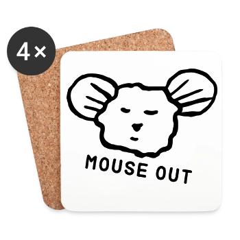 Süße Maus "mouse out" cooler Spruch - Untersetzer (4er-Set) - Weiß - Vorne