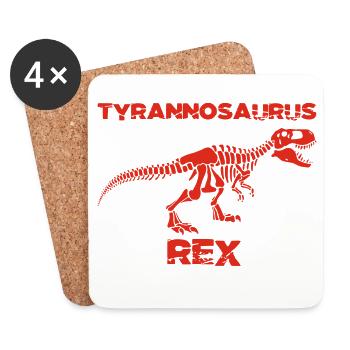 Rotes Tyrannosaurus-Skelett - Untersetzer (4er-Set) - Weiß - Vorne