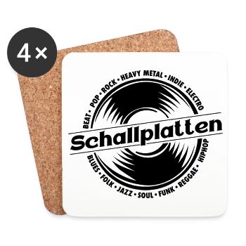 Schallplatten Retro Style Grafik - Untersetzer (4er-Set) - Weiß - Vorne