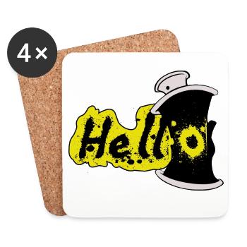 Hallo Spray Effekt - Untersetzer (4er-Set) - Weiß - Vorne
