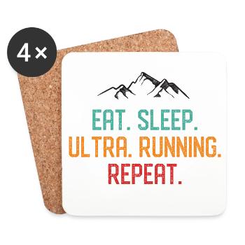 Essen. Schlafen. Ultra laufend. Wiederholen. - Untersetzer (4er-Set) - Weiß - Vorne
