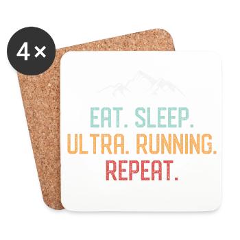 Essen. Schlafen. Ultra laufend. Wiederholen. - Untersetzer (4er-Set) - Weiß - Vorne