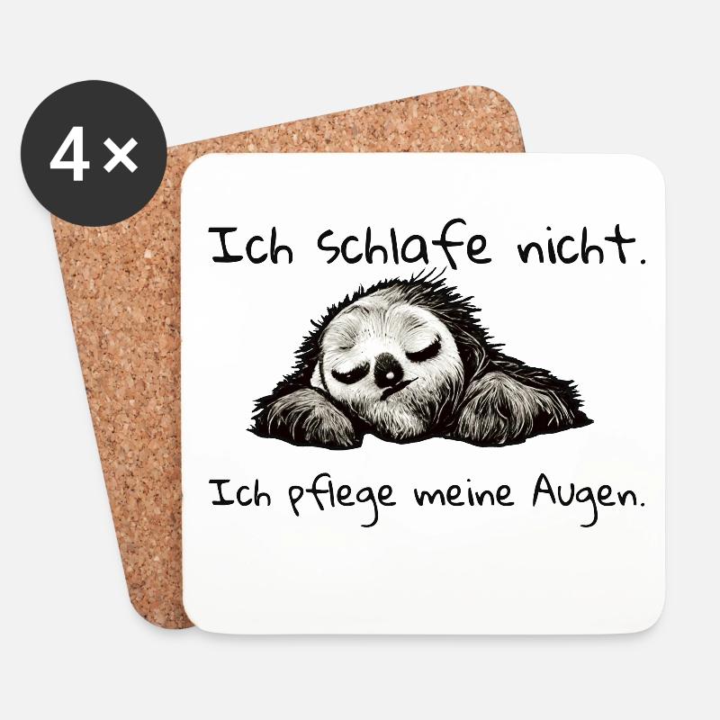 Faultier ich schlafe nicht - Untersetzer (4er-Set) - Weiß