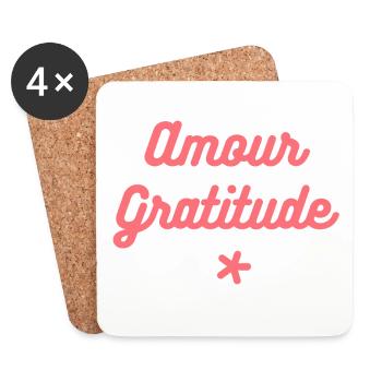 Amour & Gratitude - Dessous de verre (lot de 4) - blanc - Devant