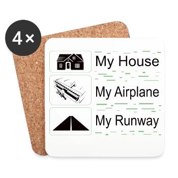 Mein Haus, mein Flugzeug, Meine Landebahn - Untersetzer (4er-Set) - Weiß - Vorne