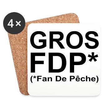 Gros FDP (Fan de Pêche) - Dessous de verre (lot de 4) - blanc - Devant