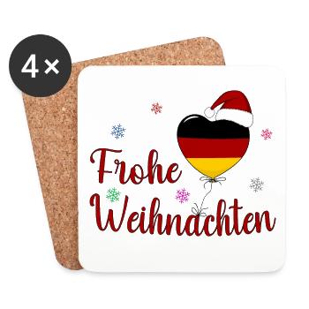 Frohe Weihnachten Deutschland Herz - Untersetzer (4er-Set) - Weiß - Vorne