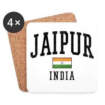 Motif du drapeau de Jaipur Inde graphique - Dessous de verre (lot de 4) - blanc - Devant