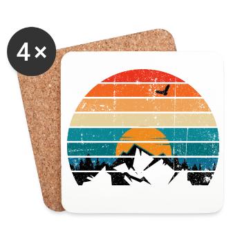 Retro Sunset Peak Silhouette - Untersetzer (4er-Set) - Weiß - Vorne
