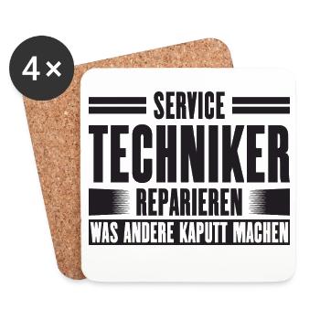 Service Technician Support Solution Slogan Service - Dessous de verre (lot de 4) - blanc - Devant