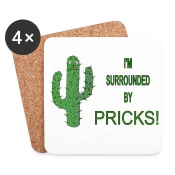 Funny Cactus Surrounded by Pricks Slogan - Coasters (set of 4) - white - Front