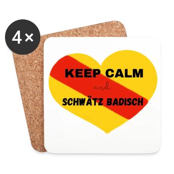 Keep calm and schwätz Badisch - Untersetzer (4er-Set) - Weiß - Vorne
