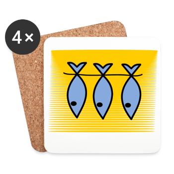 SARDINE. FISCH. APRILSCHERZ. OSTERN. MEER - Untersetzer (4er-Set) - Weiß - Vorne