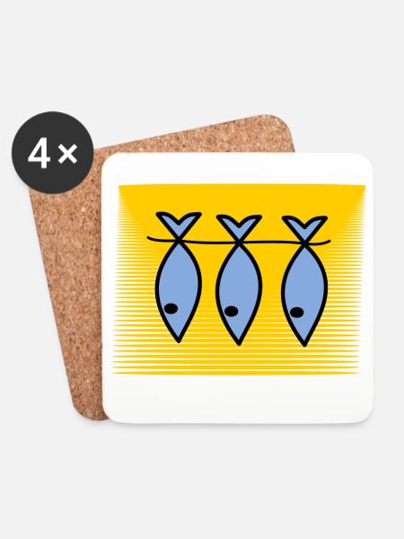 SARDINE. FISCH. APRILSCHERZ. OSTERN. MEER - Untersetzer (4er-Set) - Weiß