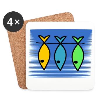 FISCH. APRILSCHERZ. OSTERN. SARDINE. MEER - Untersetzer (4er-Set) - Weiß - Vorne