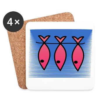 FISCH. APRILSCHERZ. OSTERN. SARDINE. MEER - Untersetzer (4er-Set) - Weiß - Vorne
