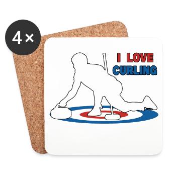 J’adore le curling - Dessous de verre (lot de 4) - blanc - Devant