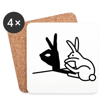 Lustiges Kaninchen Hand Schatten Puppen Humor Pop Art - Untersetzer (4er-Set) - Weiß - Vorne