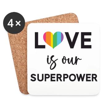Pride Month - LGBTQ+ Love is Our Superpower - Coasters (set of 4) - white - Front