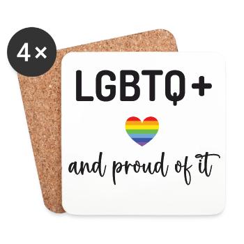Mois de la fierté - LGBTQ+ et fiers de l’être - Dessous de verre (lot de 4) - blanc - Devant