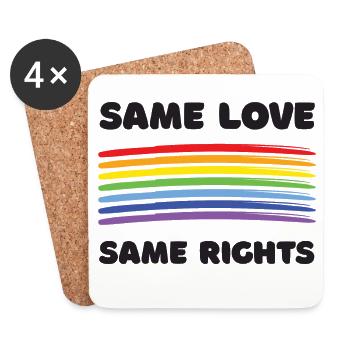 Mois de la fierté LGBTQ+ - Même amour. Mêmes droits. - Dessous de verre (lot de 4) - blanc - Devant