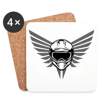 Motocross motorcycle helmet with wings - Coasters (set of 4) - white - Front