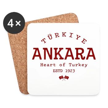 Ankara Heart of Turkey ESTD 1923 - Coasters (set of 4) - white - Front