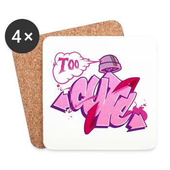Graffiti 'Trop mignon | Trop mignon - Dessous de verre (lot de 4) - blanc - Devant