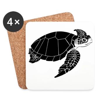 Turtle Black & White - Coasters (set of 4) - white - Front