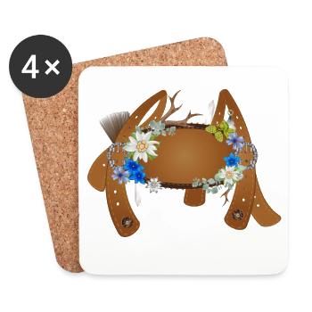Traditional suspenders of a lederhosen illustration - Coasters (set of 4) - white - Front