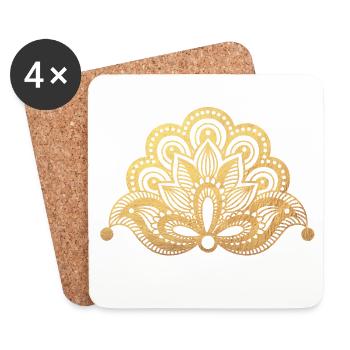 Ornament Indien Yoga Muster Gold Meditation om - Untersetzer (4er-Set) - Weiß - Vorne