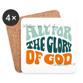 All for the glory of god - UNITED - Untersetzer (4er-Set) - Weiß - Vorne