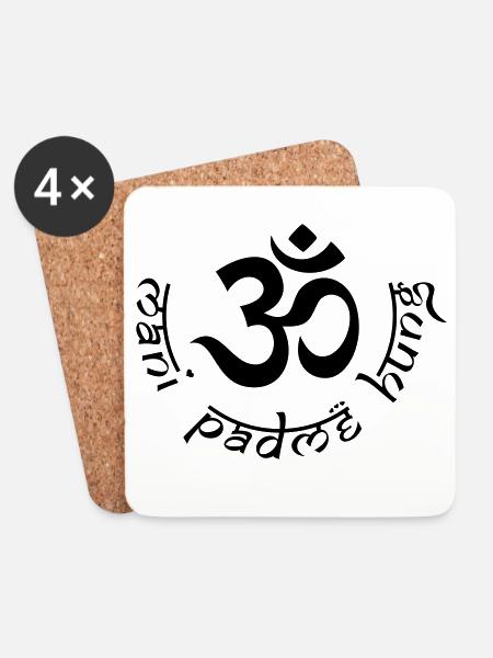 OM Mani Padme Hung - Untersetzer (4er-Set) - Weiß