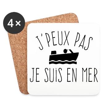 J'peux pas je suis en mer - Humour Bateau - Dessous de verre (lot de 4) - blanc - Devant