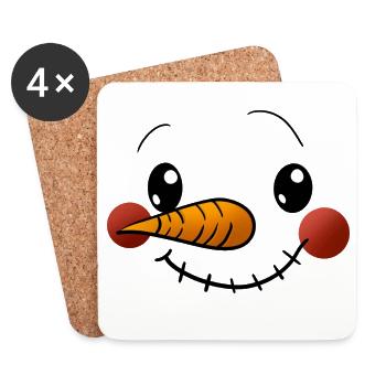 Kuschelig Schneemann Gesicht - Untersetzer (4er-Set) - Weiß - Vorne