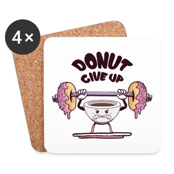 Lustige Kaffeetasse Gewichtheben Donut Hanteln - Untersetzer (4er-Set) - Weiß - Vorne