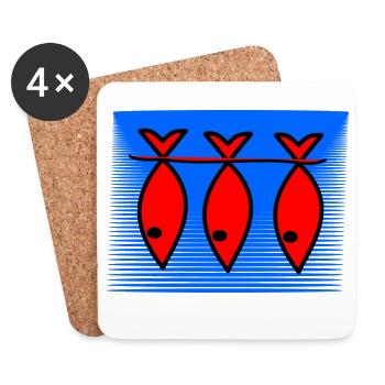 POISSON. POISSON D'AVRIL. VACANCES. ETE. HUMOUR - Dessous de verre (lot de 4) - blanc - Devant