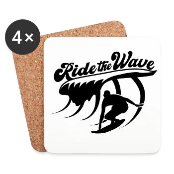Ride the Wave surfing by the sea - Coasters (set of 4) - white - Front