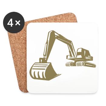 Silhouette de pelle, conception précise pour les équipements de construction - Dessous de verre (lot de 4) - blanc - Devant