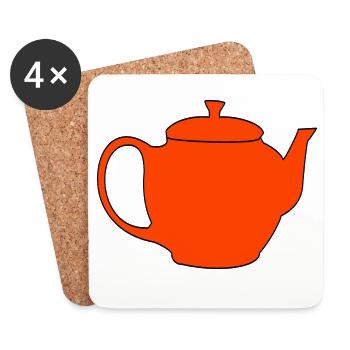 Teekanne Tee Kanne Frühstück Genuss Getränk - Untersetzer (4er-Set) - Weiß - Vorne