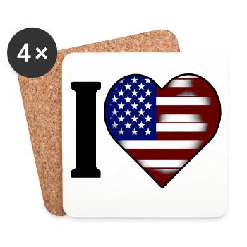 I ♥️ États-Unis | J’adore les États-Unis - Dessous de verre (lot de 4) - blanc - Devant