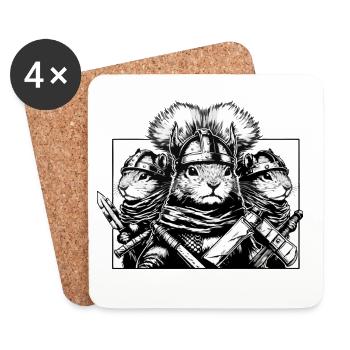 Trio d’écureuils vikings - Dessous de verre (lot de 4) - blanc - Devant