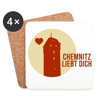 Chemnitz liebt dich - Untersetzer (4er-Set) - Weiß - Vorne