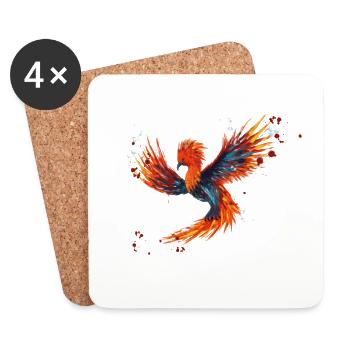 Phoenix Watercolor - Untersetzer (4er-Set) - Weiß - Vorne