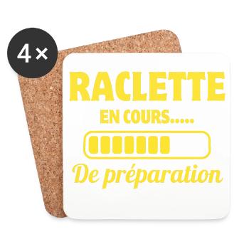 raclette, fromage fondu, station de ski - Dessous de verre (lot de 4) - blanc - Devant