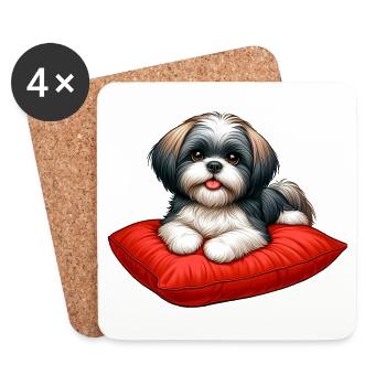 Shih Tzu Princesse - Dessous de verre (lot de 4) - blanc - Devant